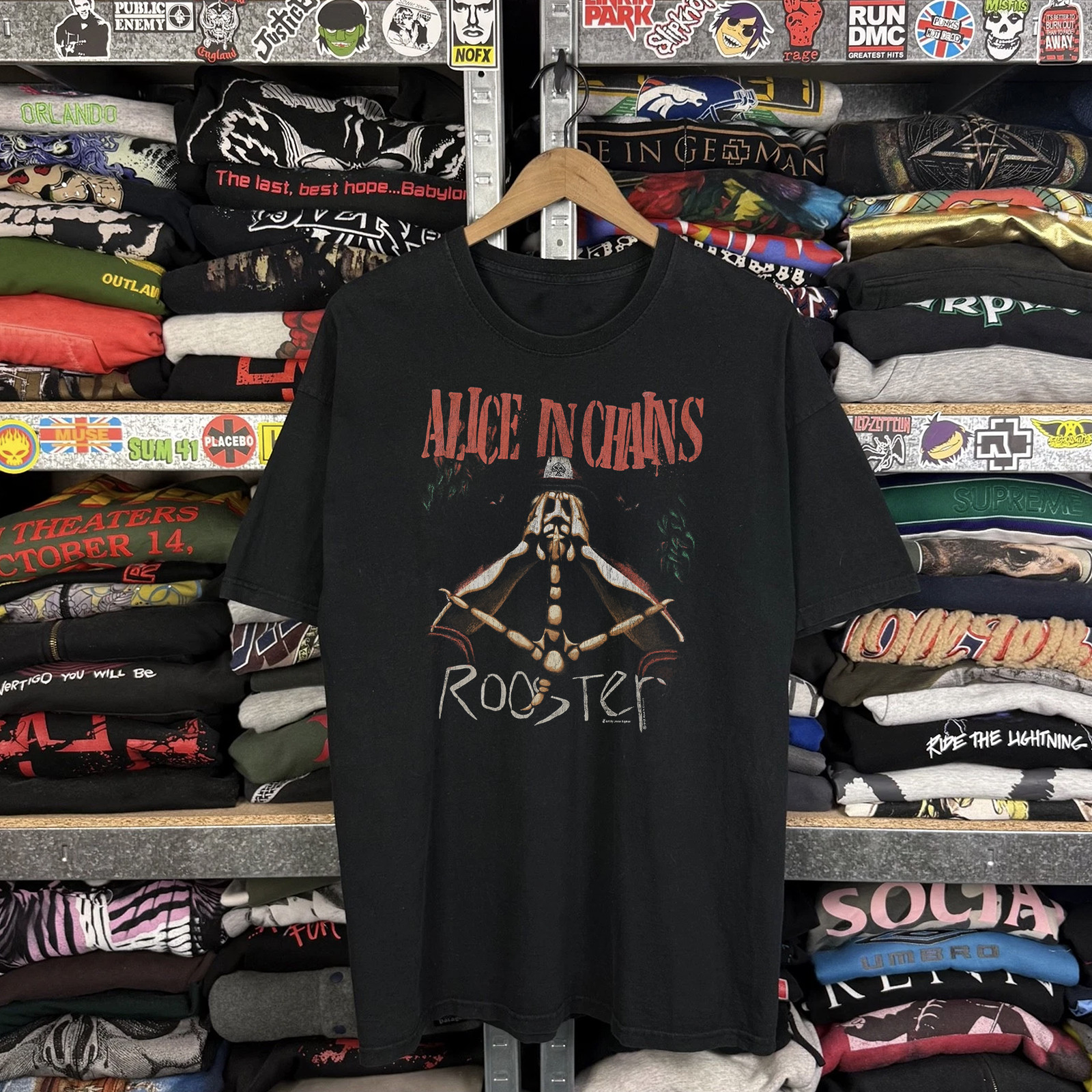 Alice In Chains Rooster Washed T-Shirt Black L