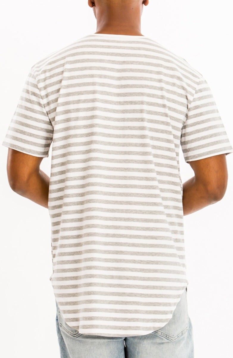 WEIV Los Angeles Striped Basic Tee Gray/White Size XL