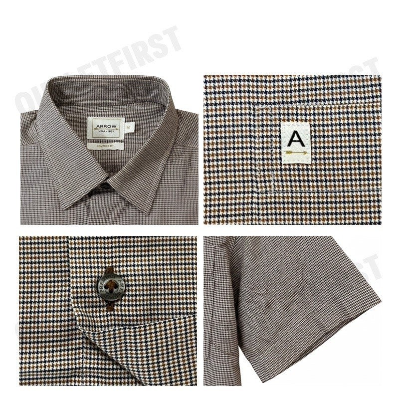 ARROW MEN’S PREMIUM COLLECTION SHORT SLEEVES SHIRT COLOR BROWN CODE:
