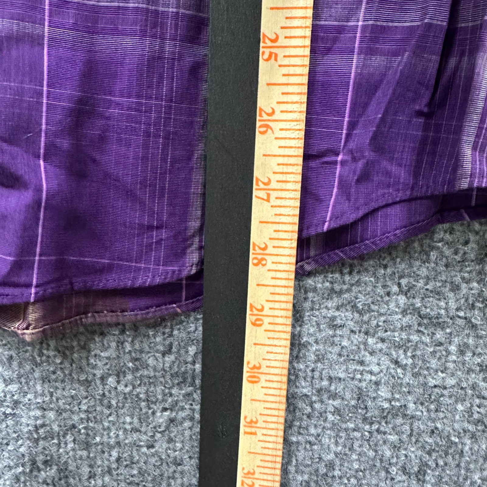 Calvin Klein Button Down Mens Size 15 32/33 Purple Plaid Extreme Slim Fit Cotton
