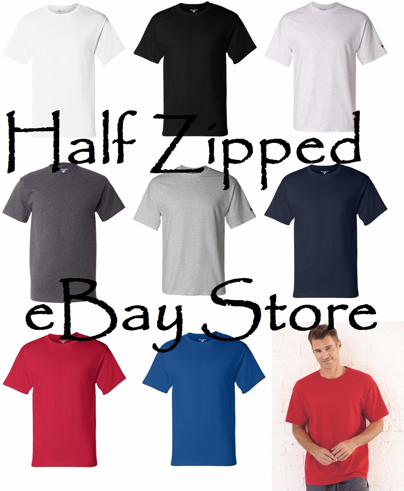 Champion Mens Short Sleeve Cotton T-Shirt T425 S-3XL Tagless NEW