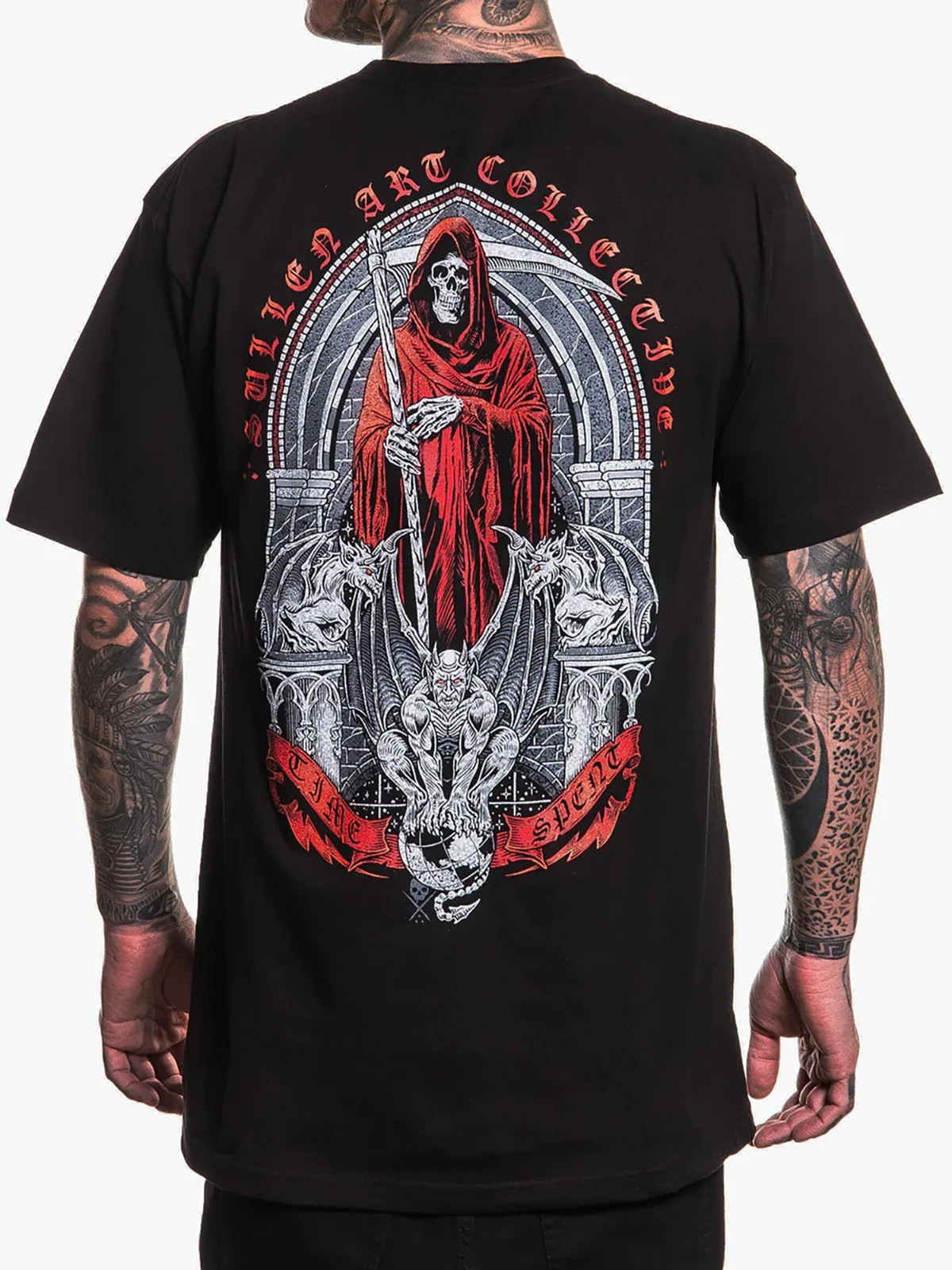 Sullen Men’s Time Spent Short Sleeve Standard T-shirt Grim Reaper Tattoo Tee