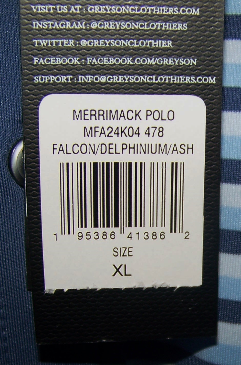 NEW $110 GREYSON Polyester Spandex Polo Shirt DEEPDALE GOLF CLUB XL Blue Striped