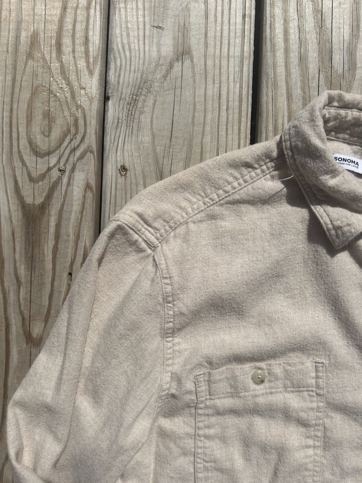 Sonoma Supersoft Flannel mens Color Beige Size Medium Classic Outdoor Cozy