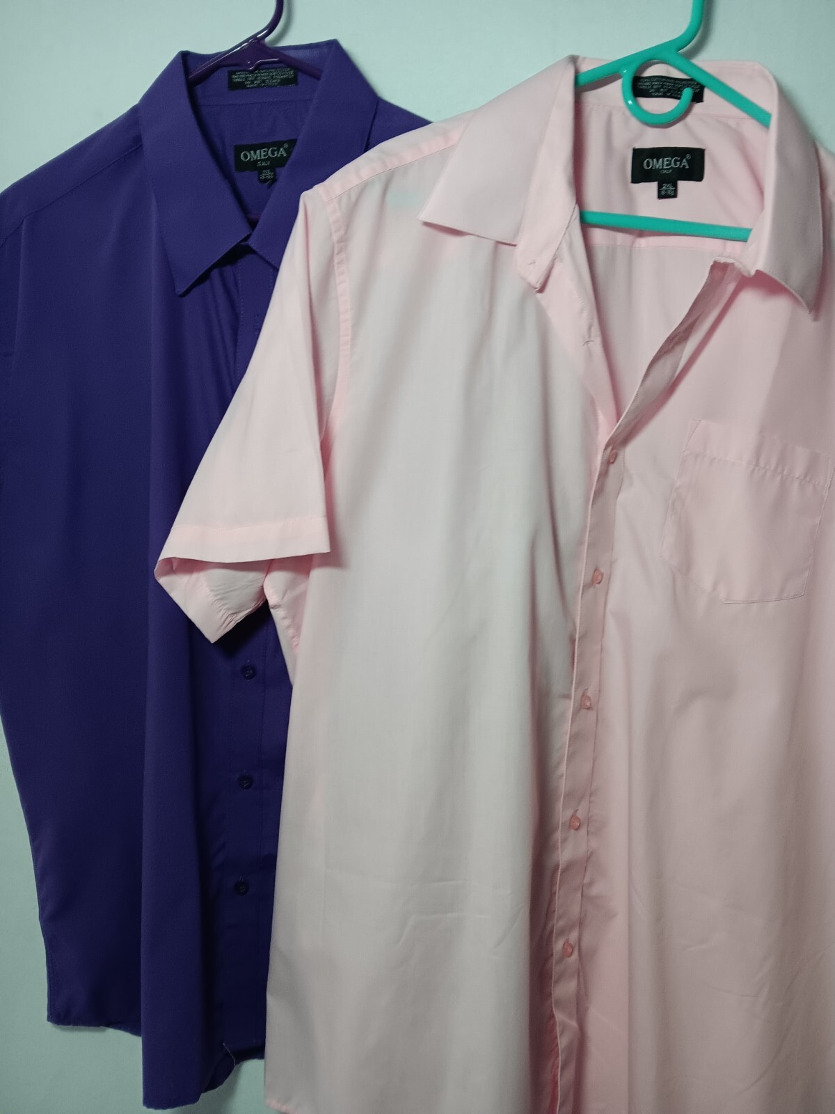 Omega Italy Men’s Premium Classic Button Down Short Sleeve Shirts Lot of 2