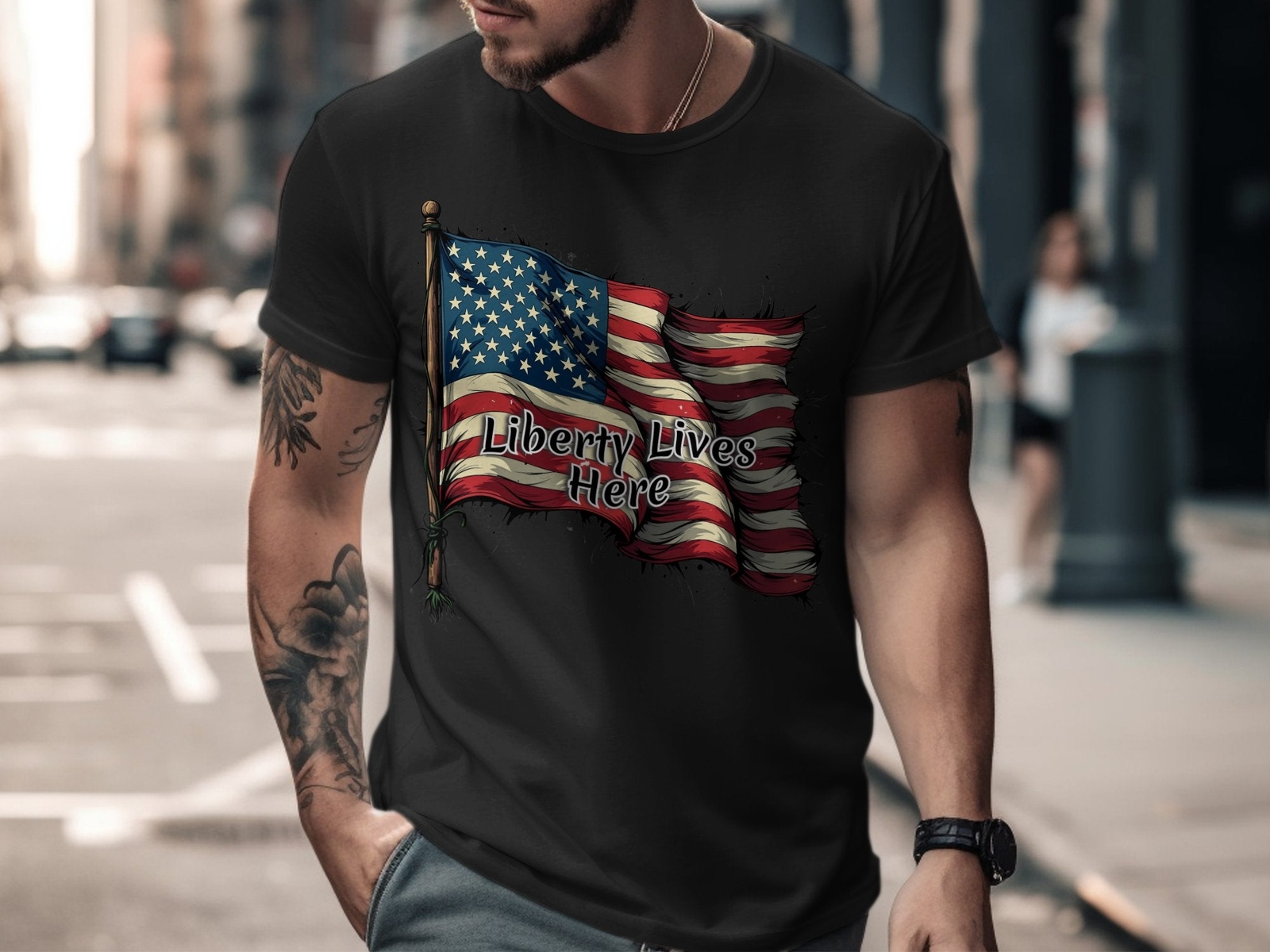 Customizable Vintage American Flag Graphic Design T-Shirts