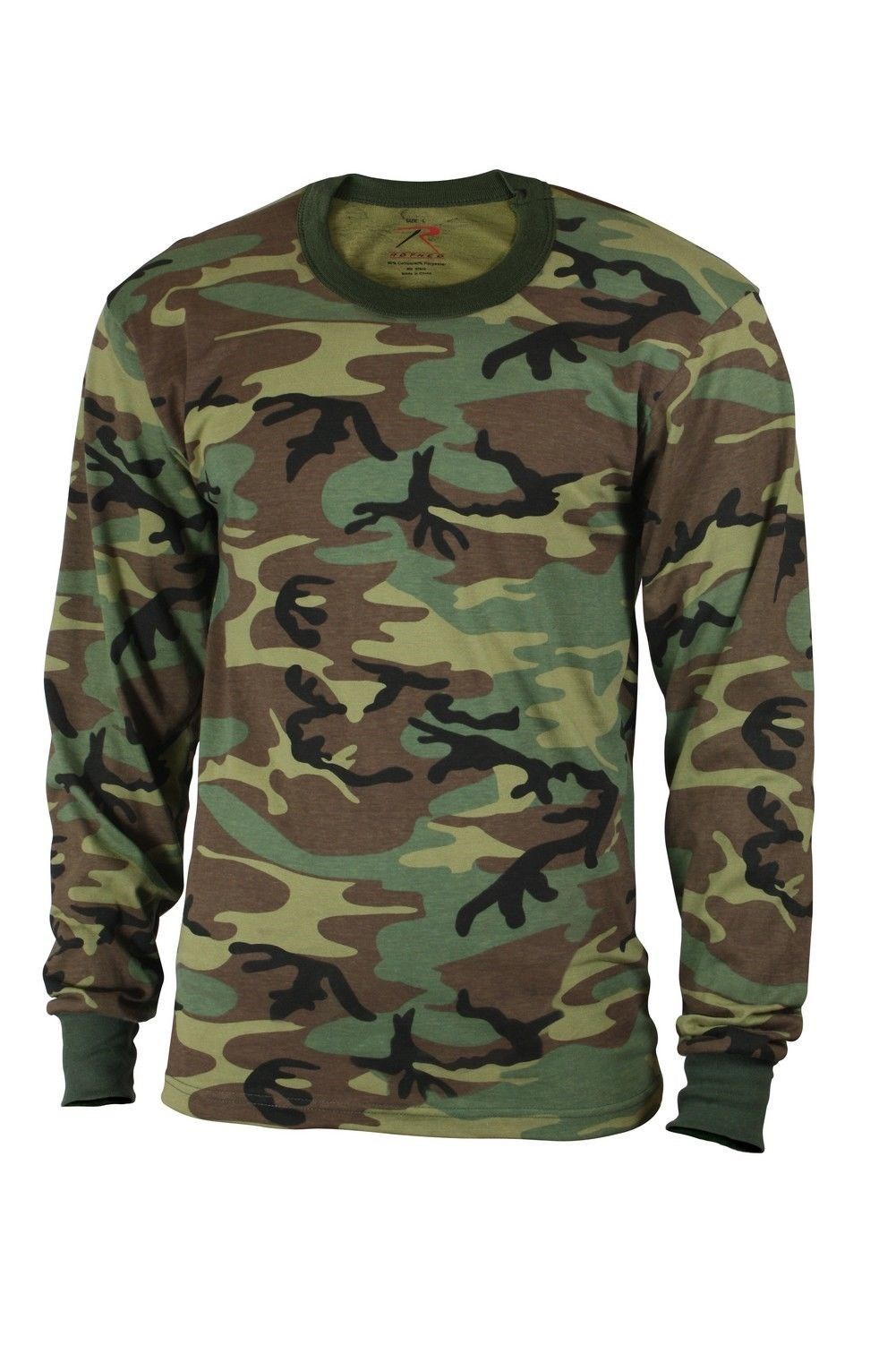 Mens Camouflage T-Shirt – Long Sleeve, Woodland Camo by Rothco T SHIRT S TO 5X