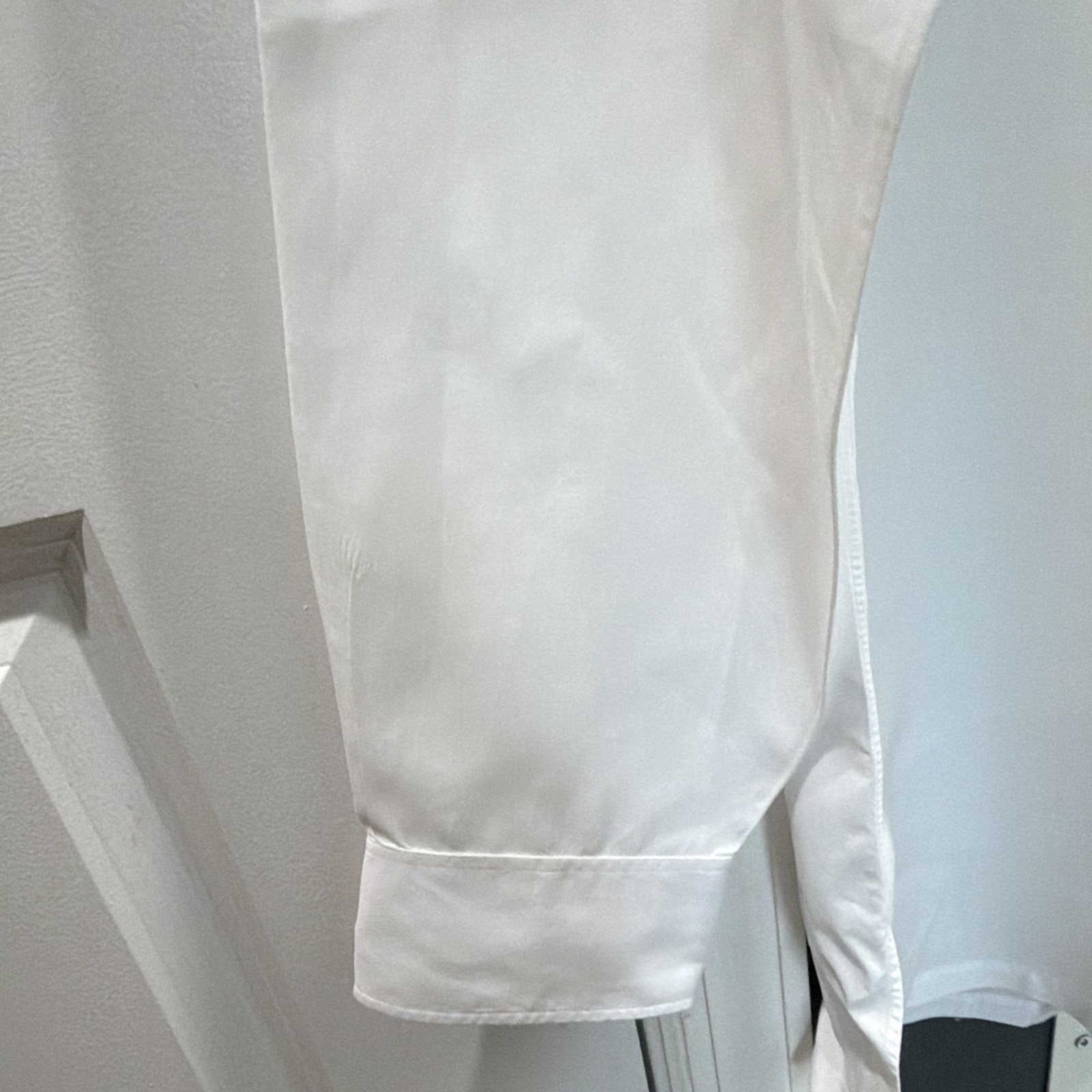 Charvet Classic Fit White Solid Cotton Dress Shirt 28.5×29.5 Point Collar