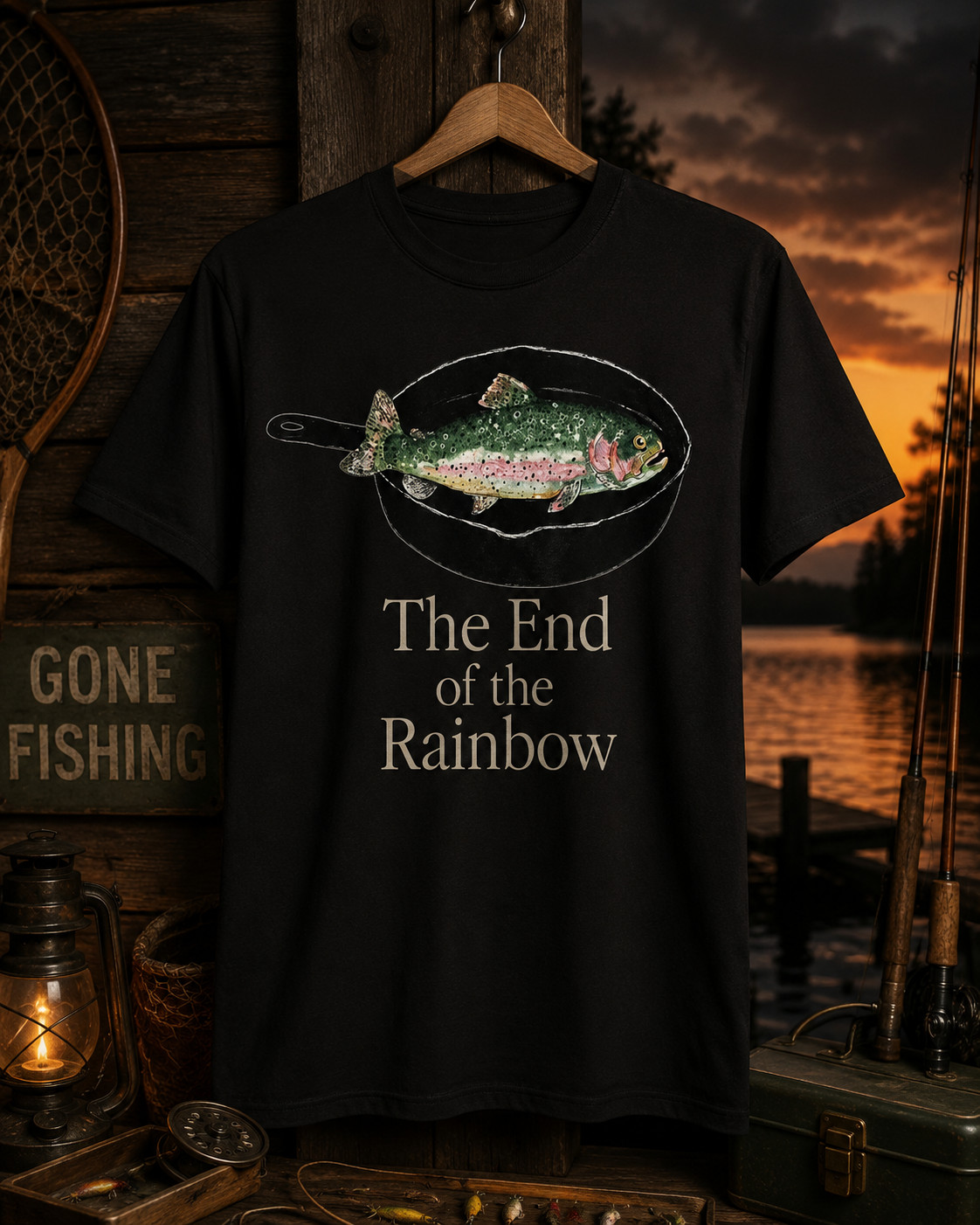 Trout Fishing Funny The End of The Rainbow Graphic T-Shirt