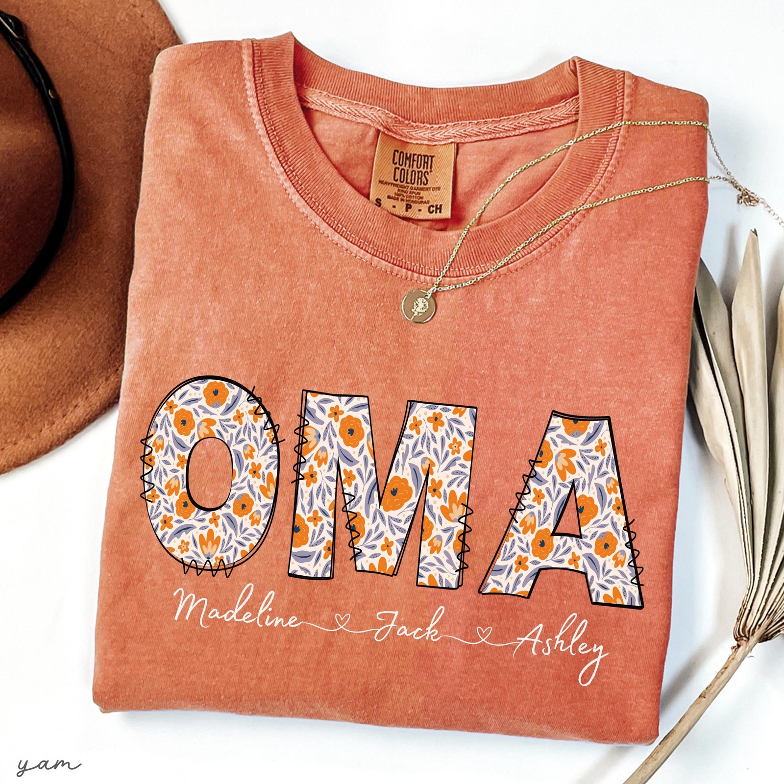 Personalized Oma Shirt Comfort Colors Floral Custom Grandkids Names