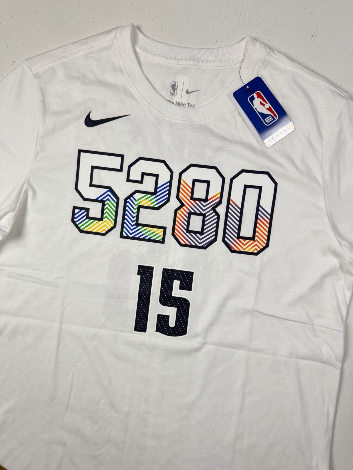Denver Nuggets Nikola Jokic 15 Nike 5280 City Edition White Shirt Mens Large NBA