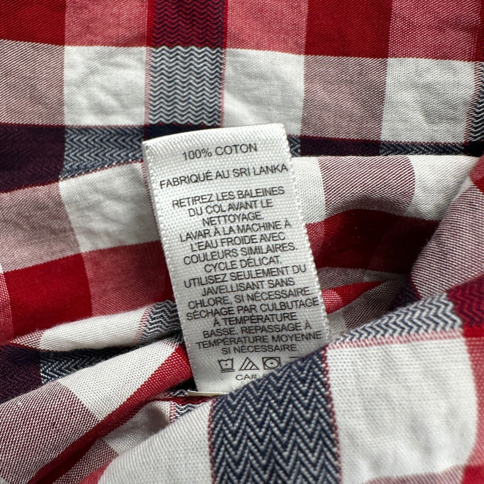 Express Button Up Mens L Red Gingham Modern Fit Plaid Long Sleeve Shirt