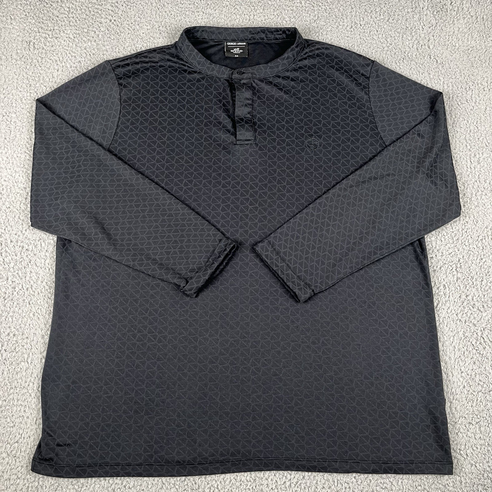 Etihad Airways Giorgio Armani Shirt M/L First Class Long Sleeve Henley Geometric