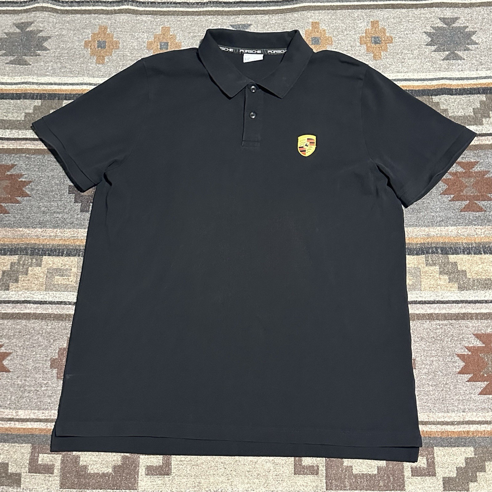 Porsche Design Polo Shirt Mens XL Black Short Sleeve Embroidered Logo Racing A4