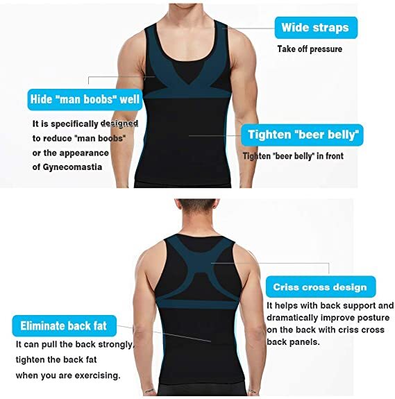 Men Compression Gynecomastia Belly Slimming Waist Trainer Tank Vest Body Shaper