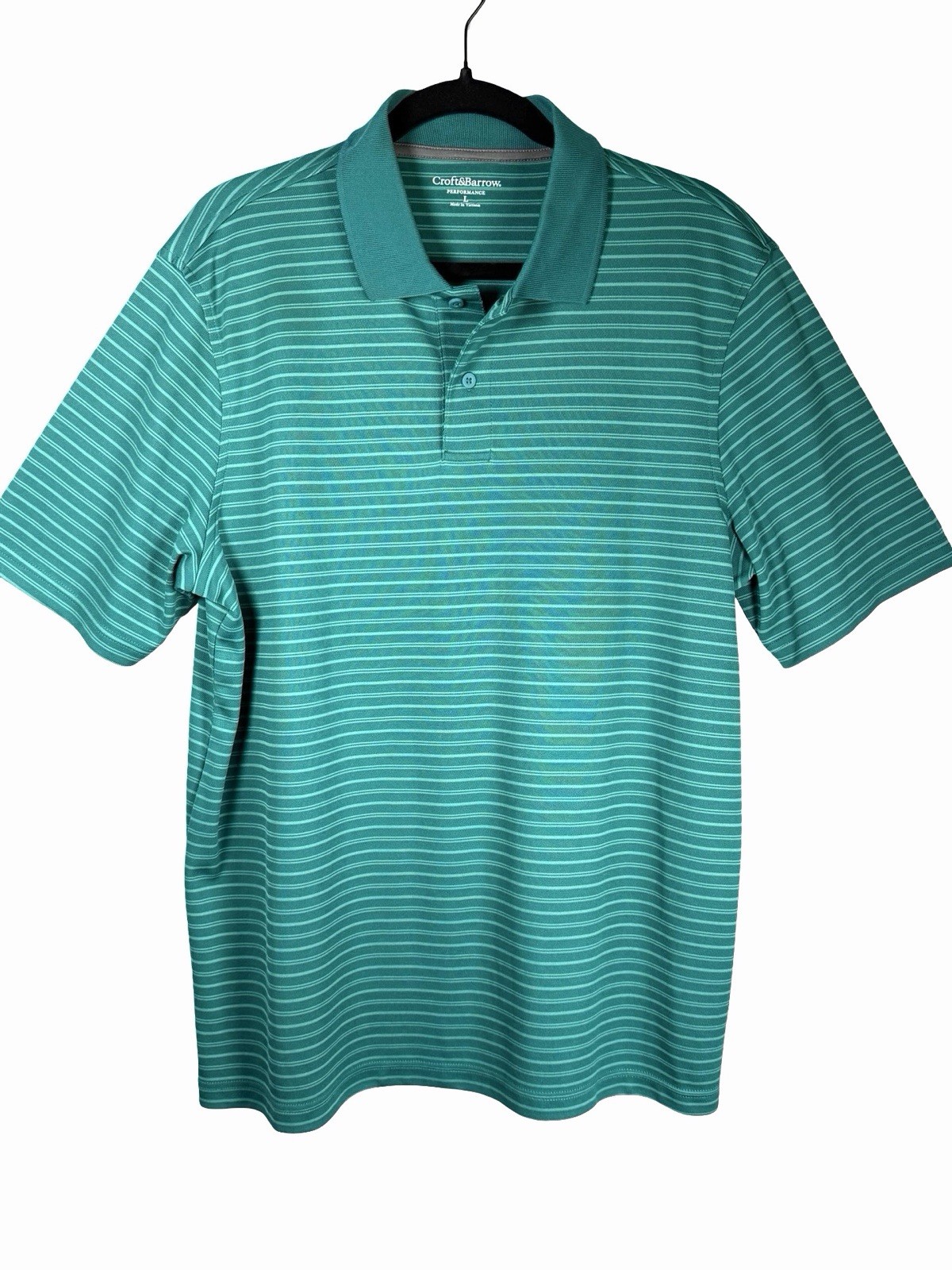 Croft & Barrow Men’s Short Sleeve 2 Tone Green Performance Polo Shirt Size Large