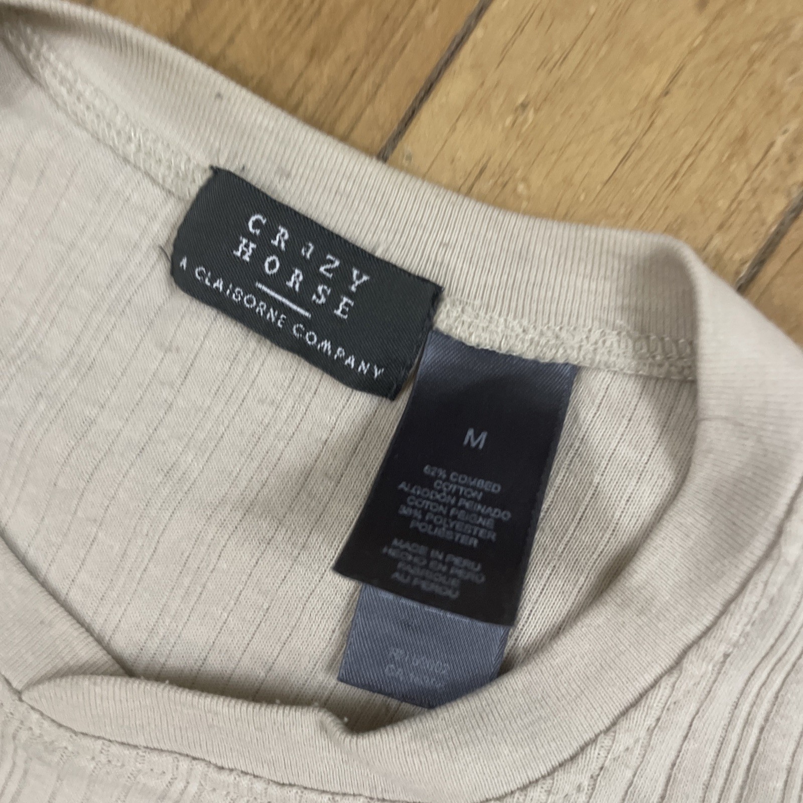 Crazy Horse Claiborne Shirt Men M Cream Beige Peru Cotton Cowl Old Money Minimal