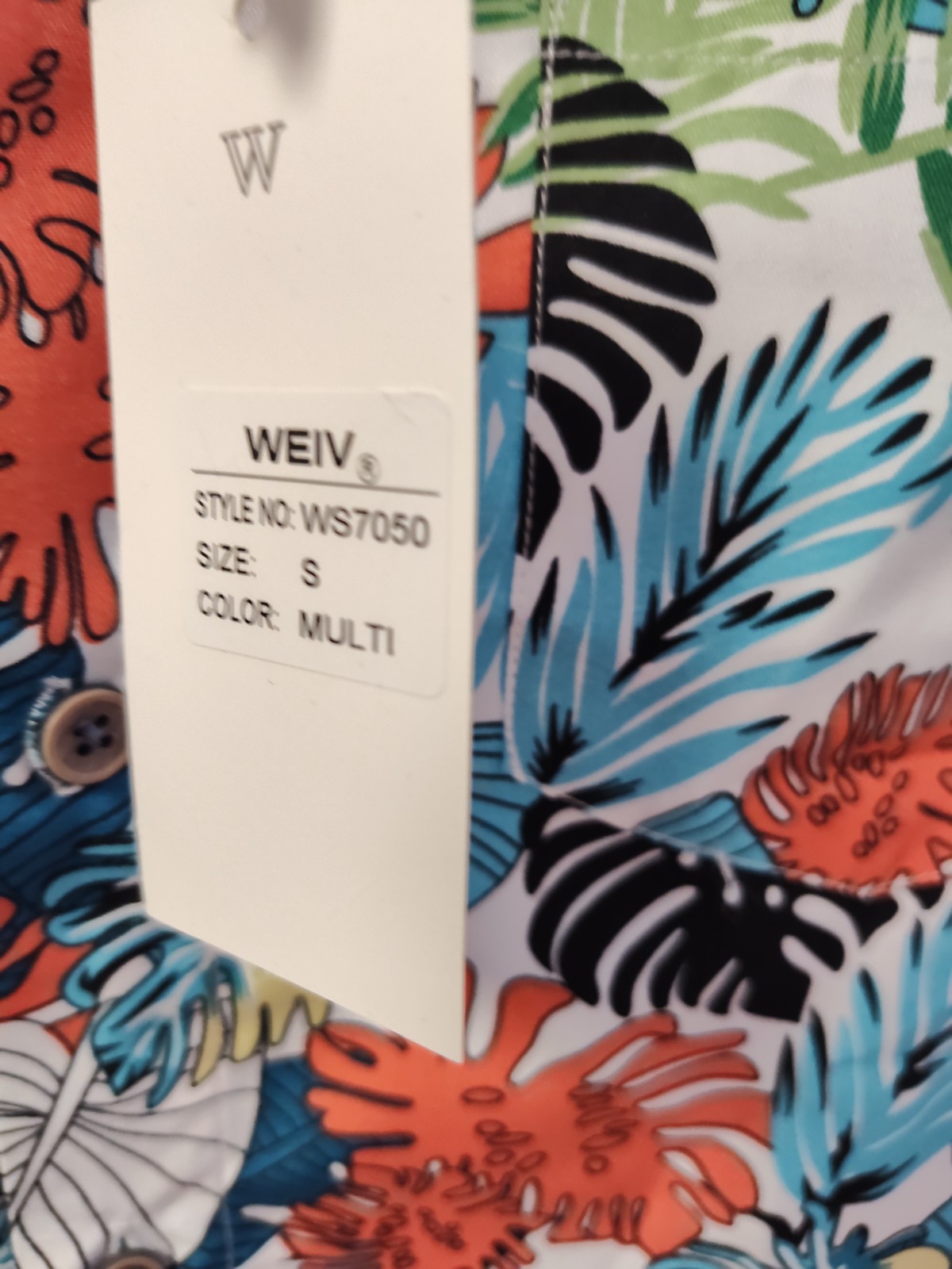 WEIV Men’s Tropical Print Button Down Short Sleeve Front Pocket Shirt WS7050 lg