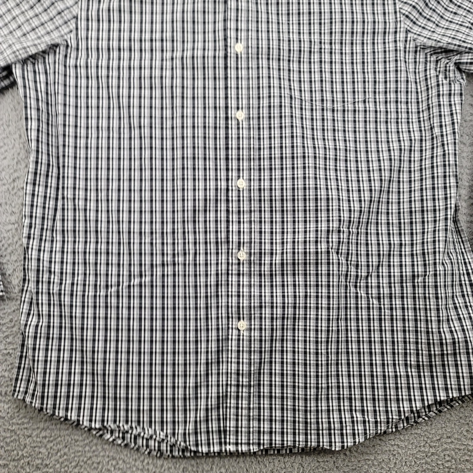 Chaps Shirt Mens XL Black White Plaid Button Down Stretch Easy Care Classiccore