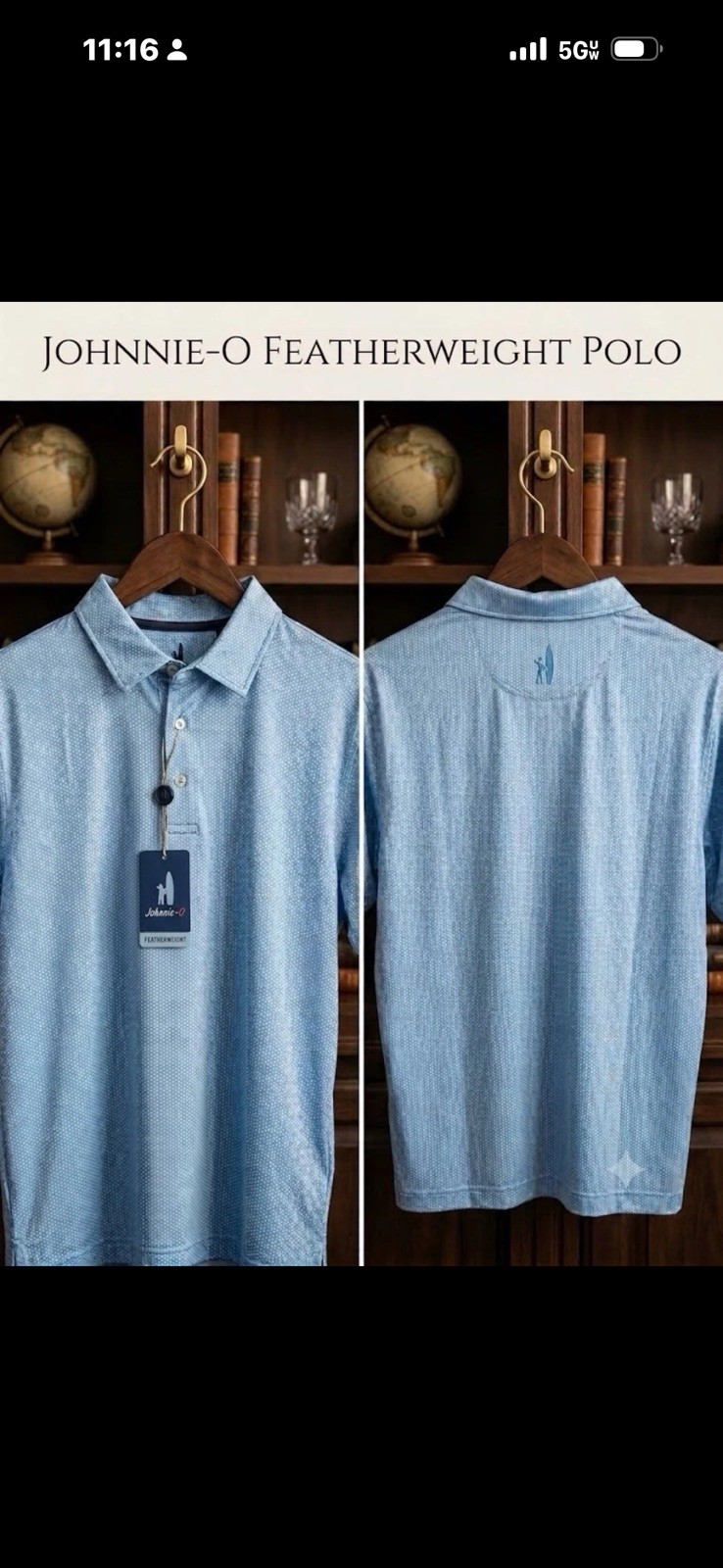 Johnnie-O Golf Polo Shirt Mens XXLarge XXL NWT Palisades Blue Featherweight