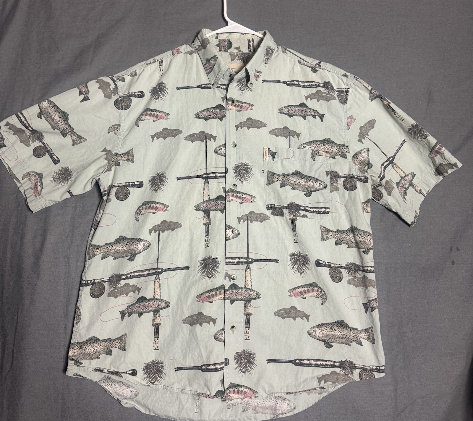 Outdoor Life Men’s Shirt Large Short Sleeve Full Print Fishing, Outdoor, Camping