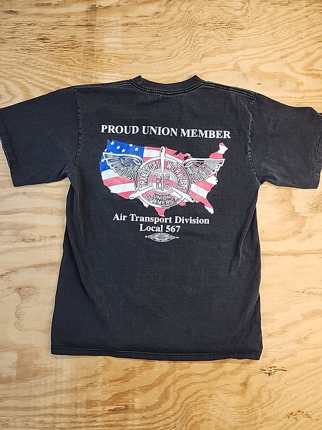 AFW Air Transport Workers Local 567 Union Logo Black T-shirt Mens 2XL Distressed