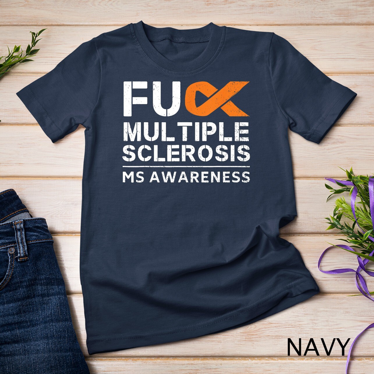 Multiple Sclerosis MS Awareness Support Ribbon Unisex T-shirt