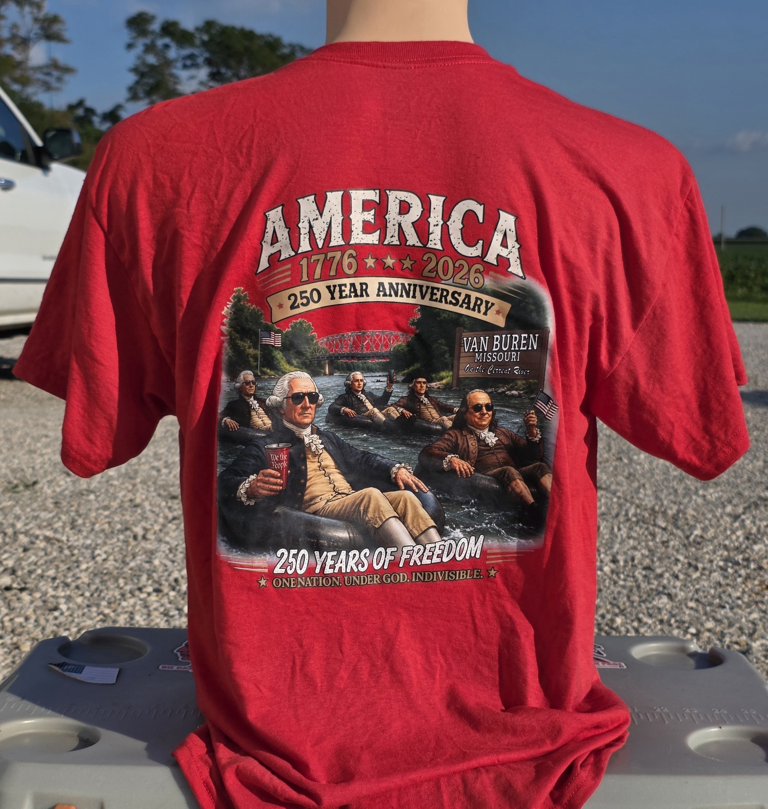 America 250 Anniversary Current River Float Trip T-Shirt Van Buren Missouri