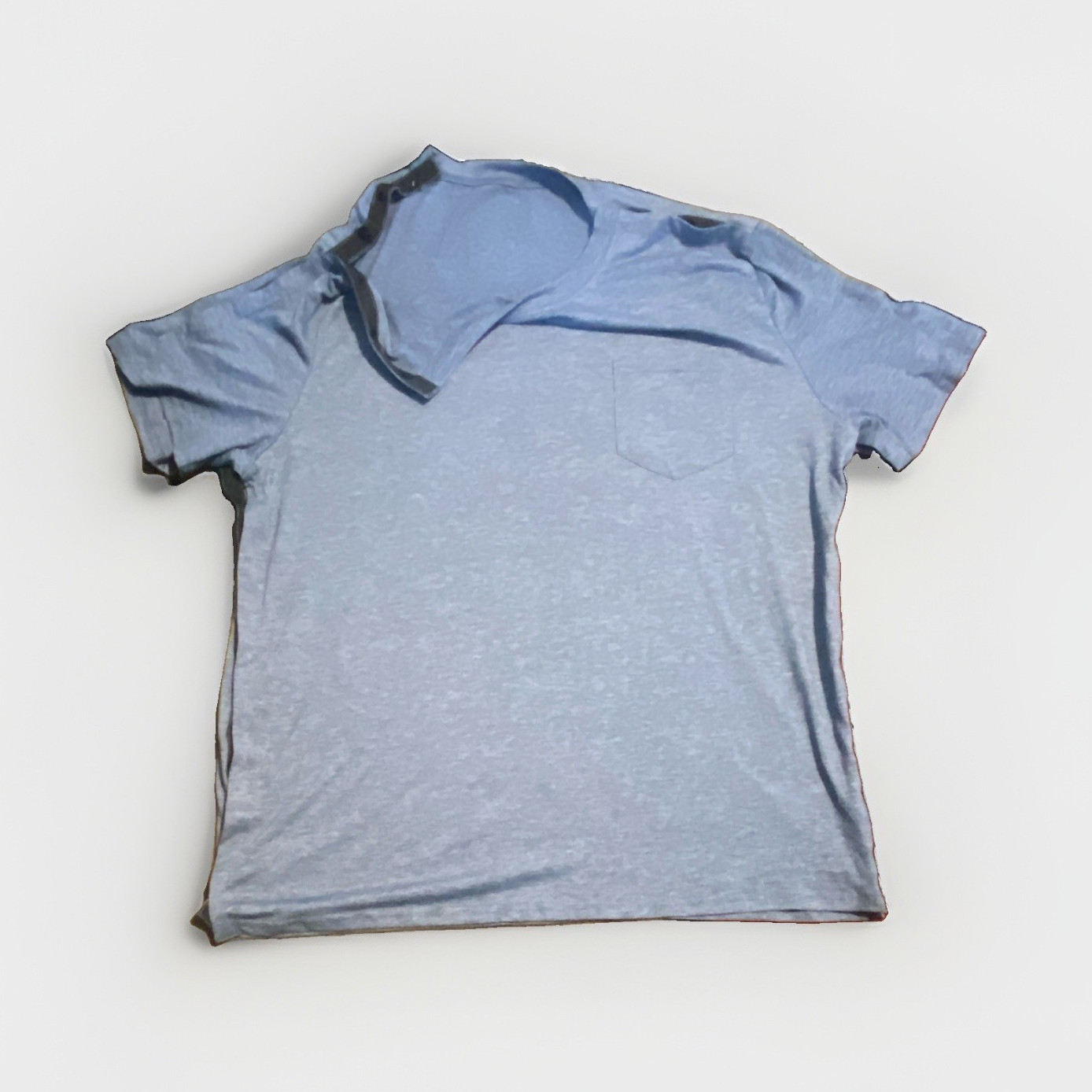 Poriff Men’s L Blue Solid Crew Neck Pocket T-Shirt Polyester Spandex