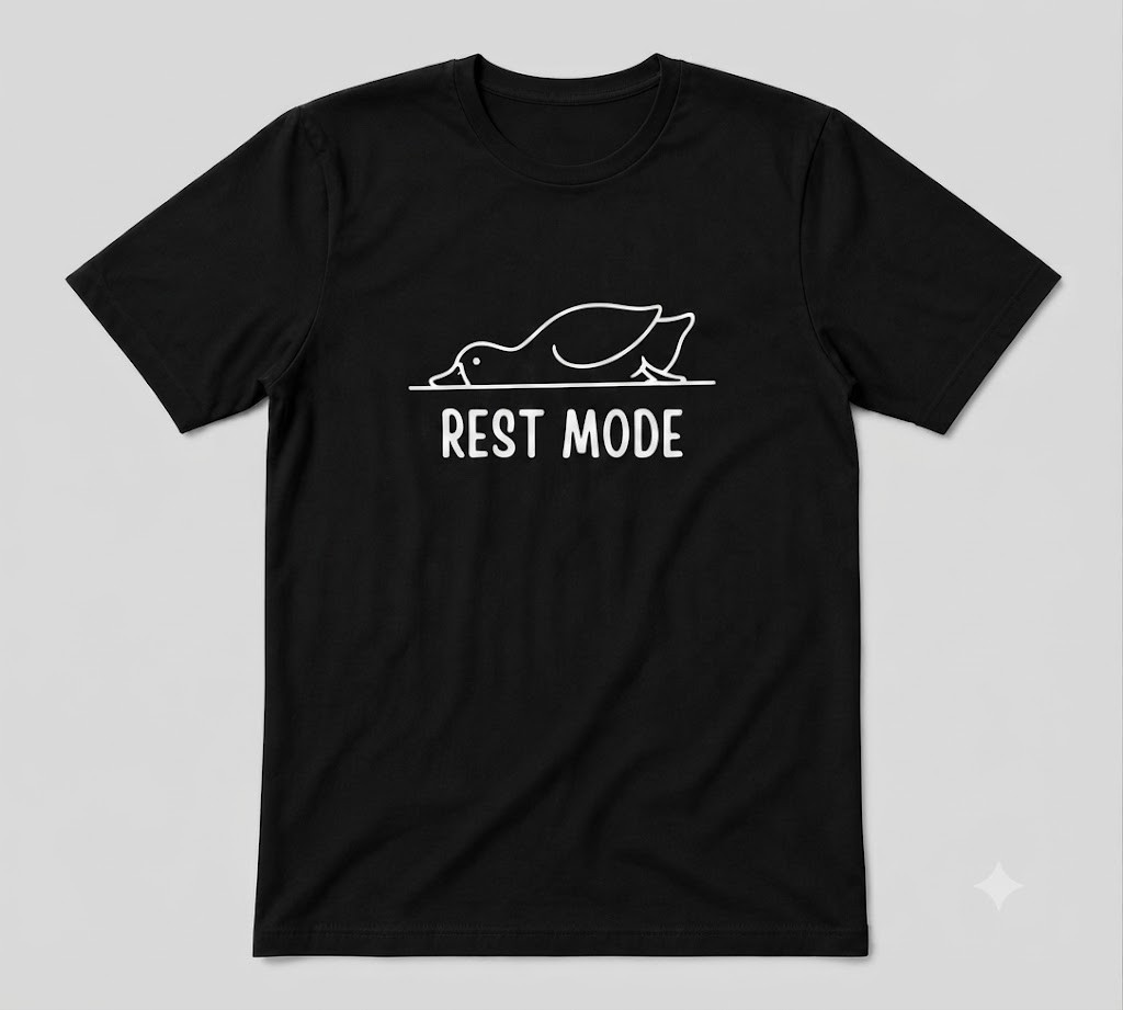 Cute Goose Funny Minimalist Duck Cozy Animal Black T-shirt