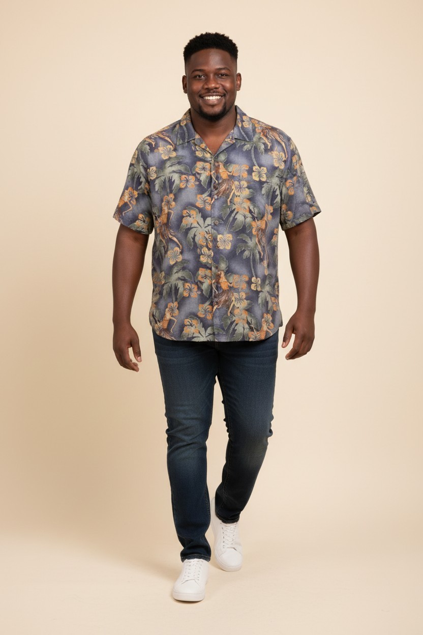 Montego Mon Hawaiian Print Short Sleeve Shirt 100% Silk Dry Clean Only. Size XL
