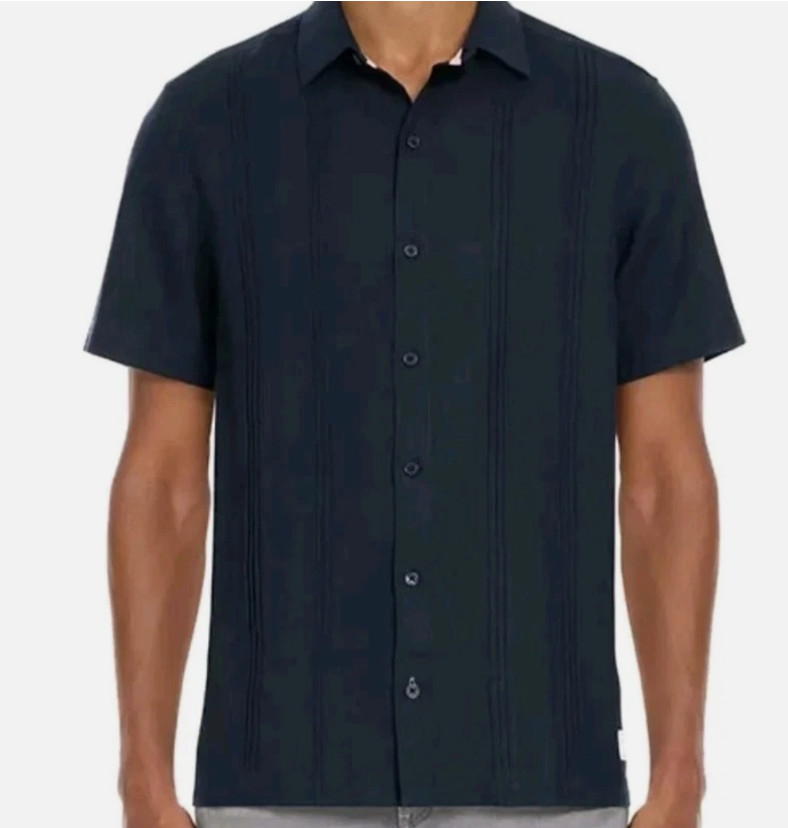 scotch and soda, short sleeves woven button down shirt SIZE: LARGE BLUE