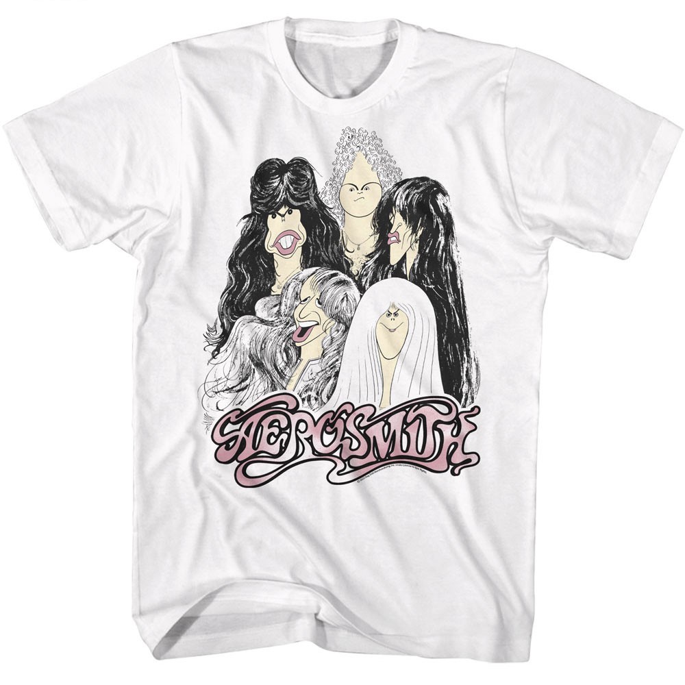 Aerosmith Caricature Cartoon Licensed Classic Rock Graphic T-Shirt