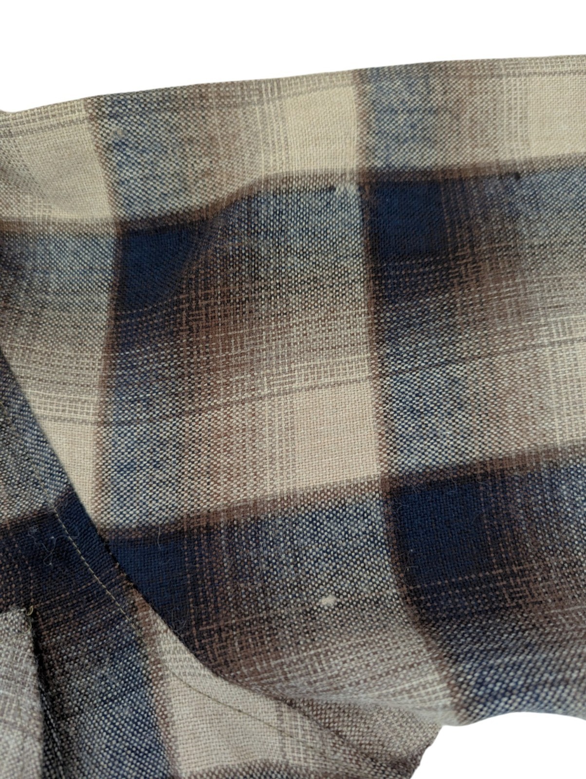Allen Wickfield flannel shirt XL brown plaid wool blend machine washable