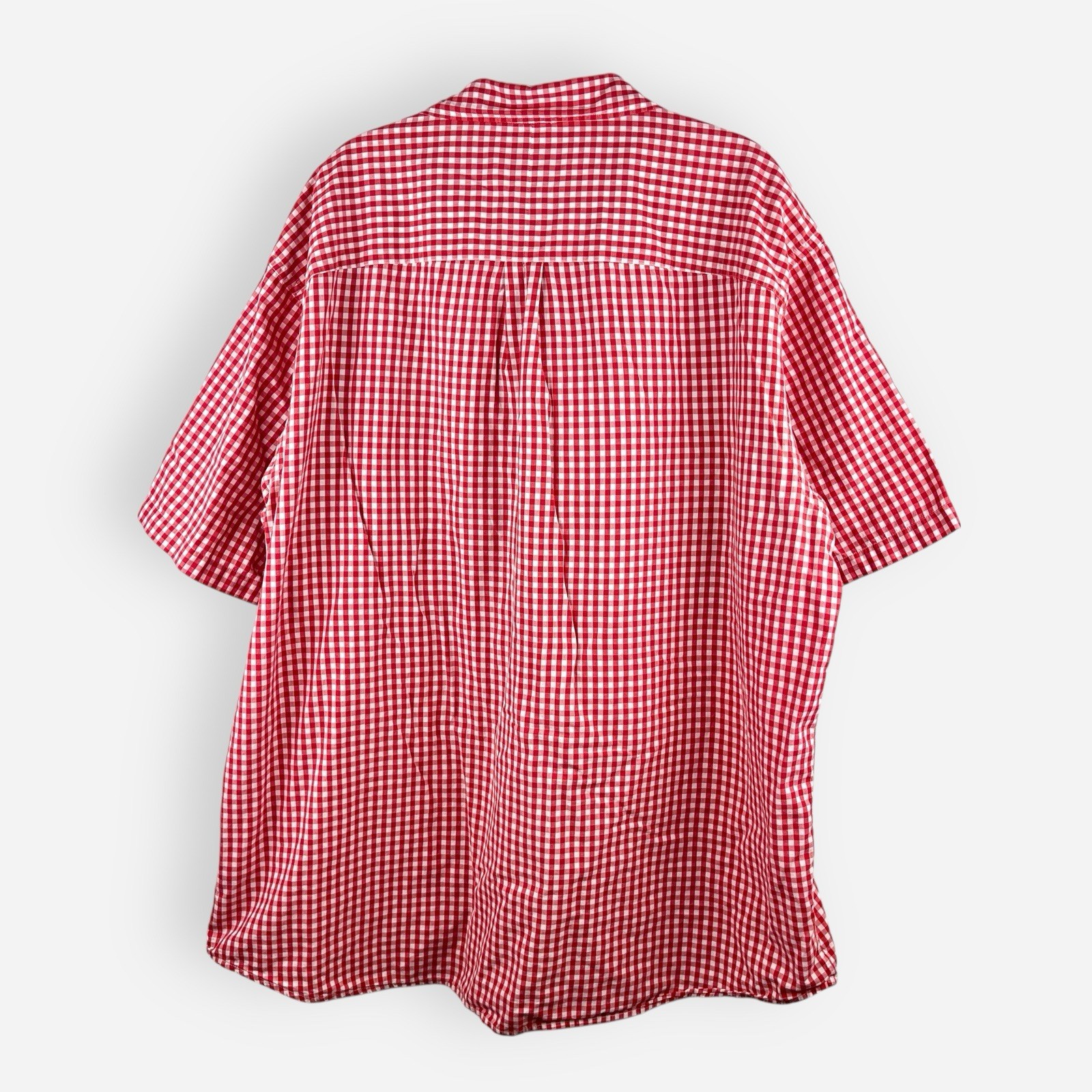 Ralph Lauren Jeans Red White Gingham Short Sleeve Button Down Shirt 2X Tall 2XT