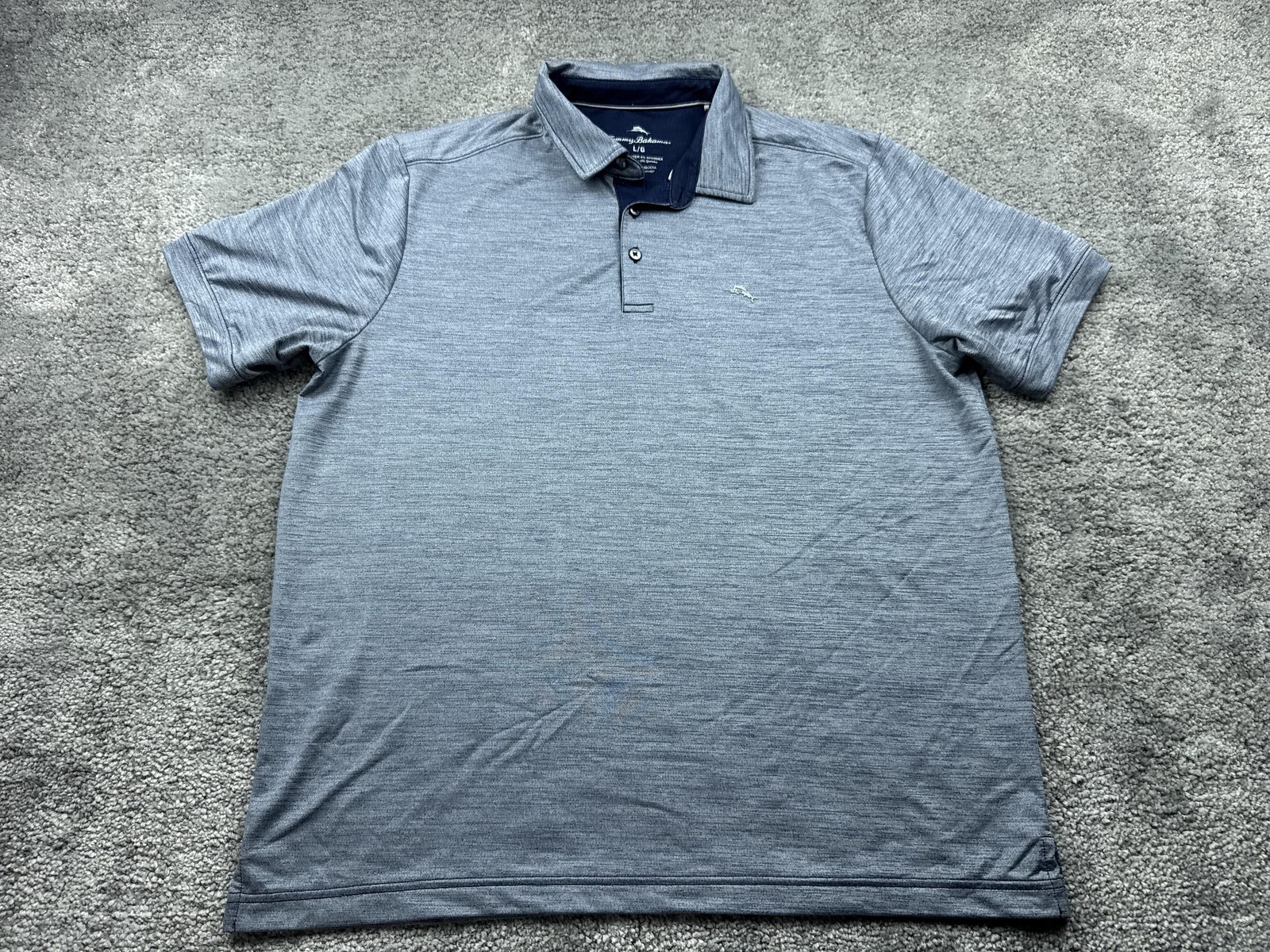 Tommy Bahama Polo Shirt Mens Large Blue Polyester Spandex Tagless Collared