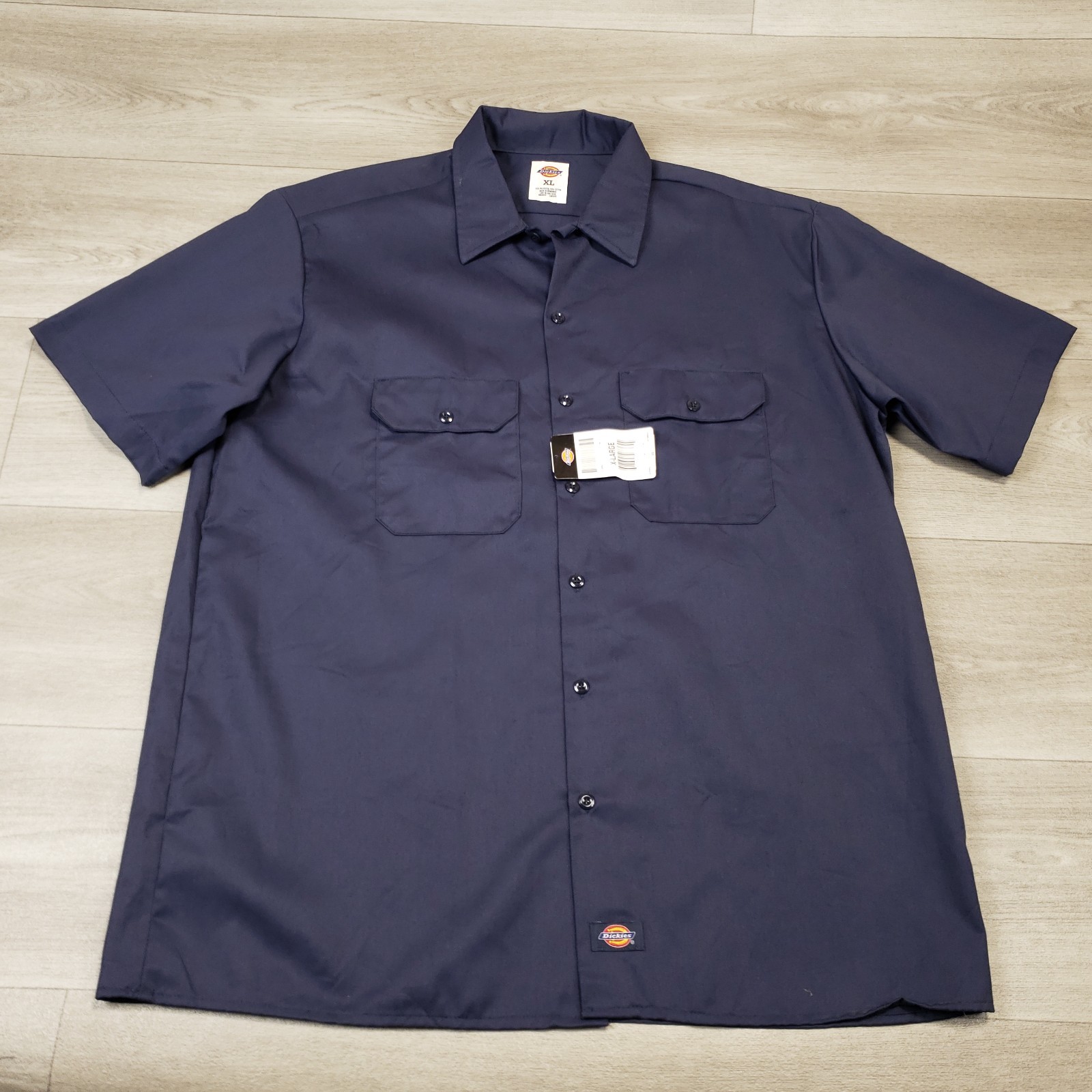 Dickies Short Sleeve Work Shirt Mens XL Blue Flap Pockets Poly Cotton Blend NEW