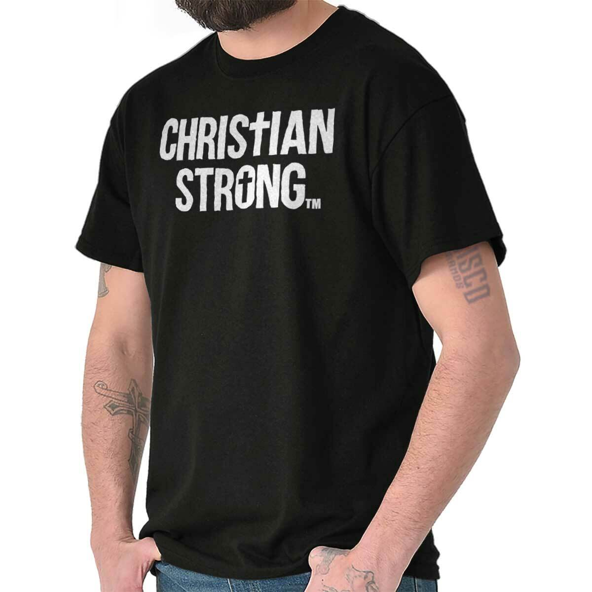 Christian Strong Religious Faith Cross Logo Womens or Mens Crewneck T Shirt Tee