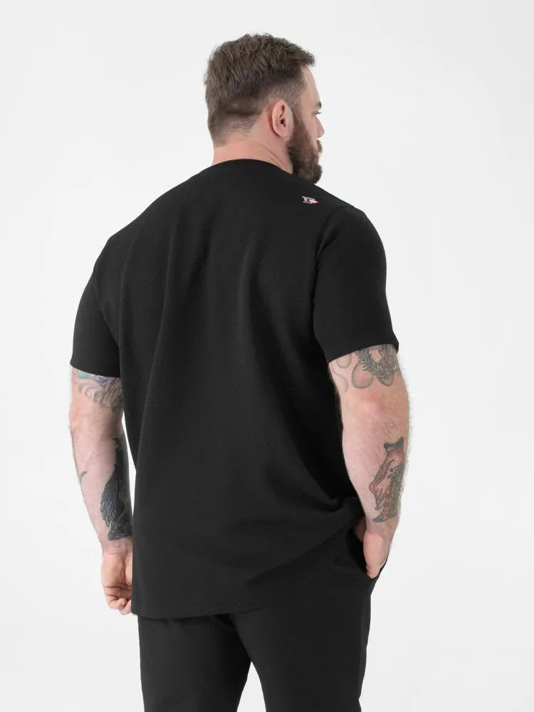 D555 Big Mens Black Jacquard T-Shirt Stretch Pocket 2XL 3XL 4XL 5XL 6XL (601920)