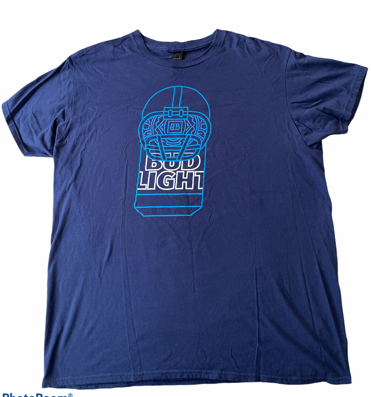 Bud Light NFL Football Helmet Beer Can T-Shirt Hanes Nano-T Blue Mens XL