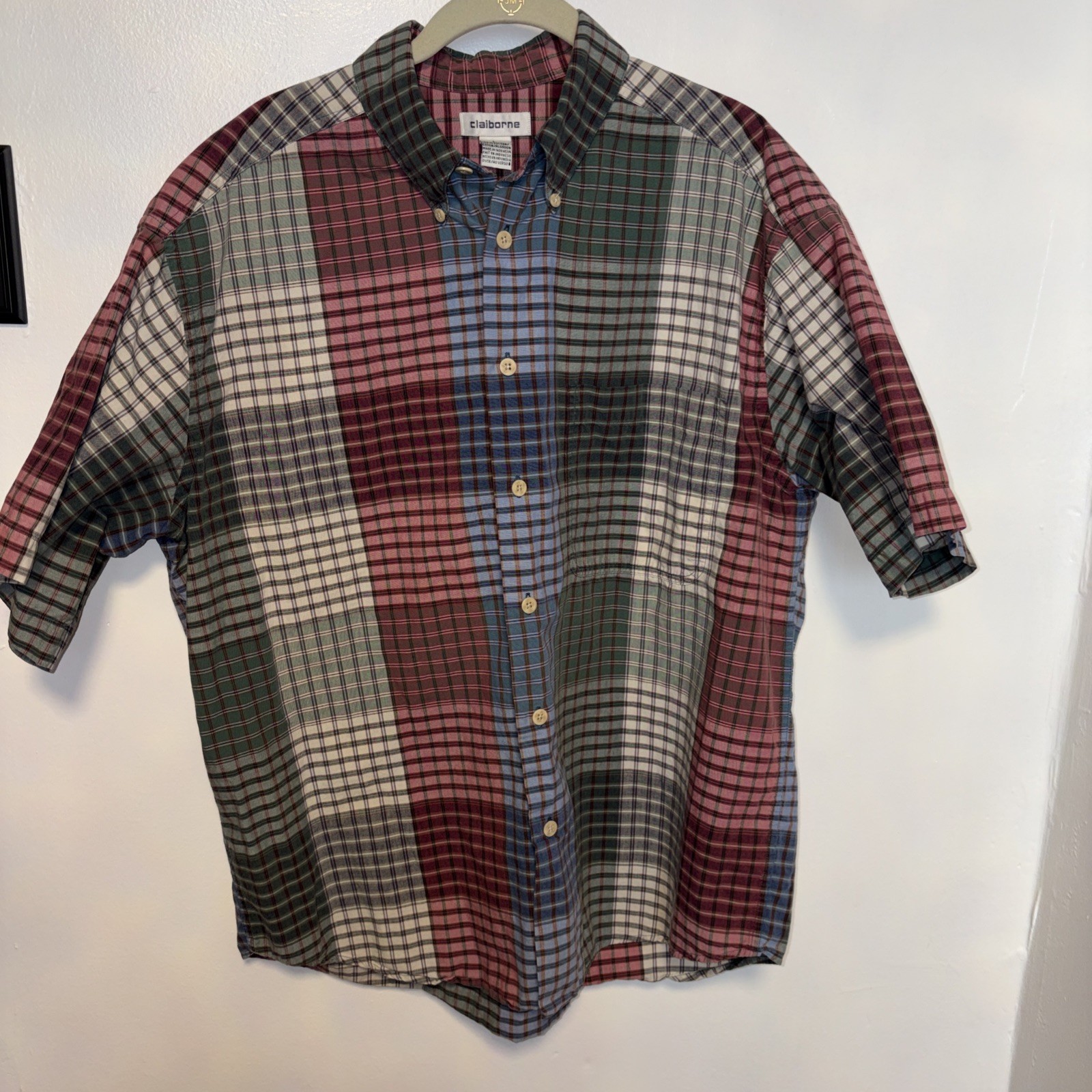New no Tags size L Button Up Collard Plaid Multi color