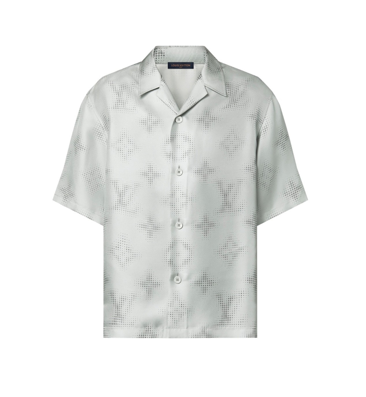 $2,020 LOUIS VUITTON Pixelated LV Logo Monogram Silk Button Shirt – Gray – XXL