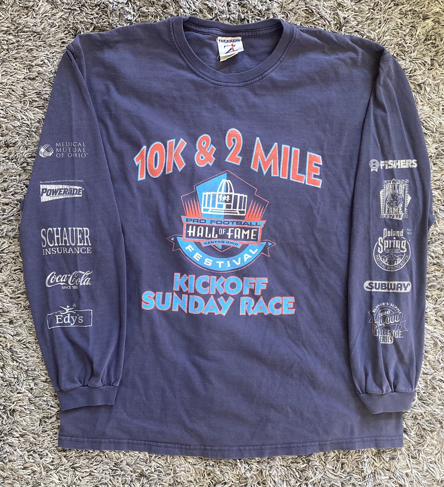 VTG Pro Football Hall Of Fame HOF NFL 10k Mile Run Long Sleeve Shirt Mens Large