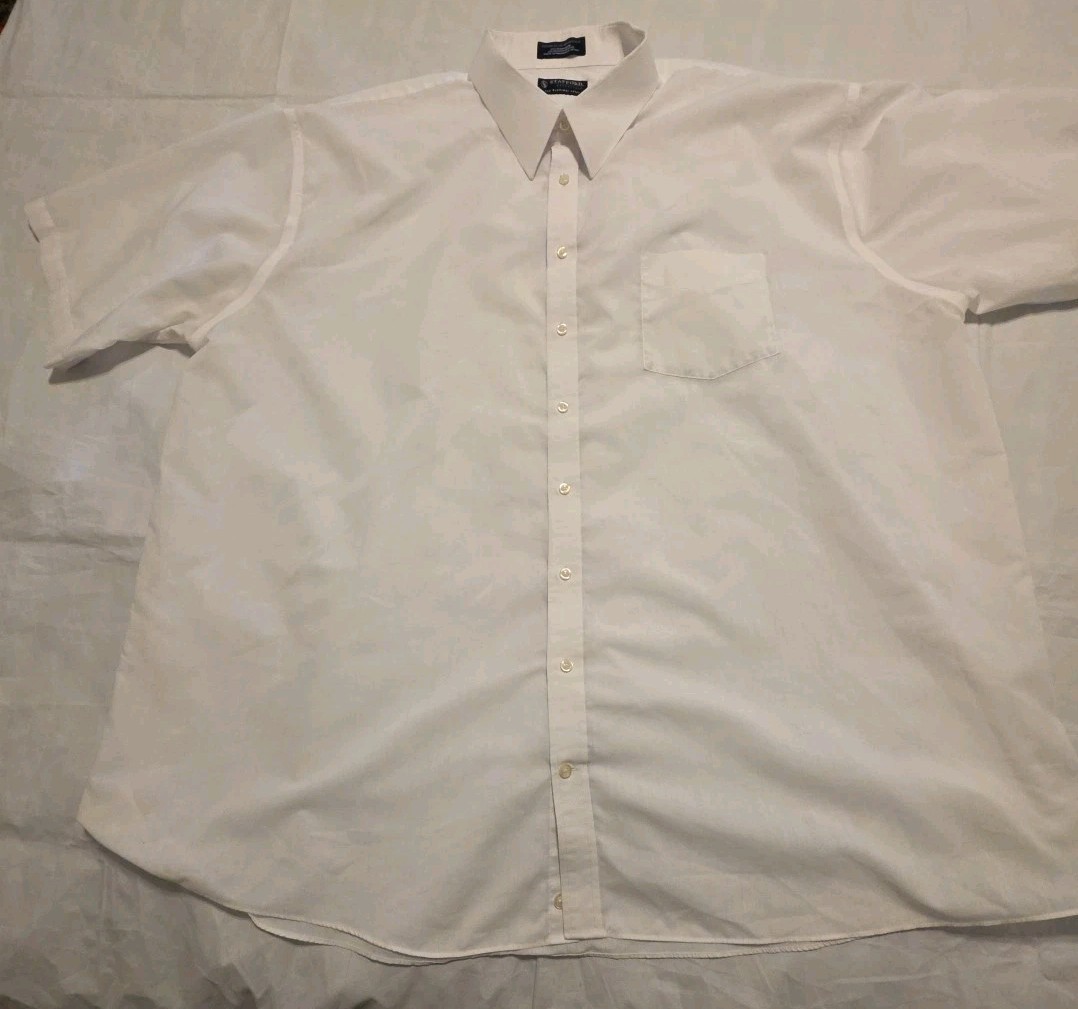 Stafford Essential Mens Short Sleeve Shirt Size 20- Big Solid White Machine Wash