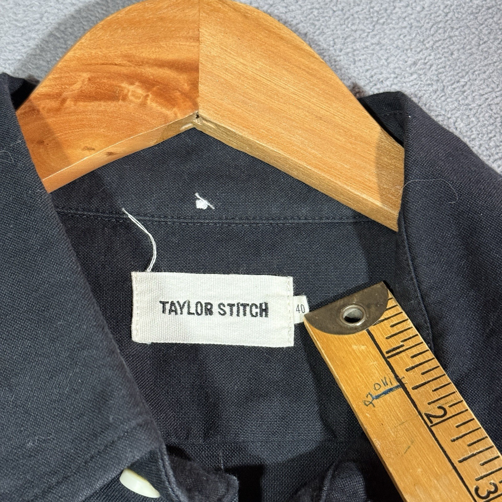 Taylor Stitch Utility Shirt Black Coal Sashiko Mens Size 40 Medium