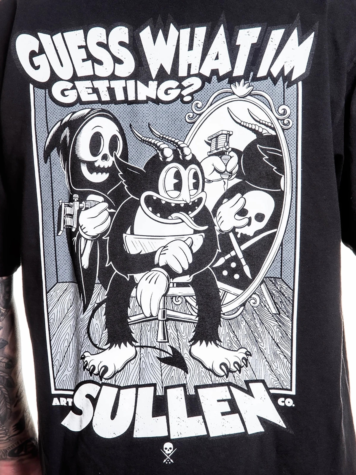 Sullen Men’s Guess What Short Sleeve Standard T-shirt Cartoon Tattoo Style Tee