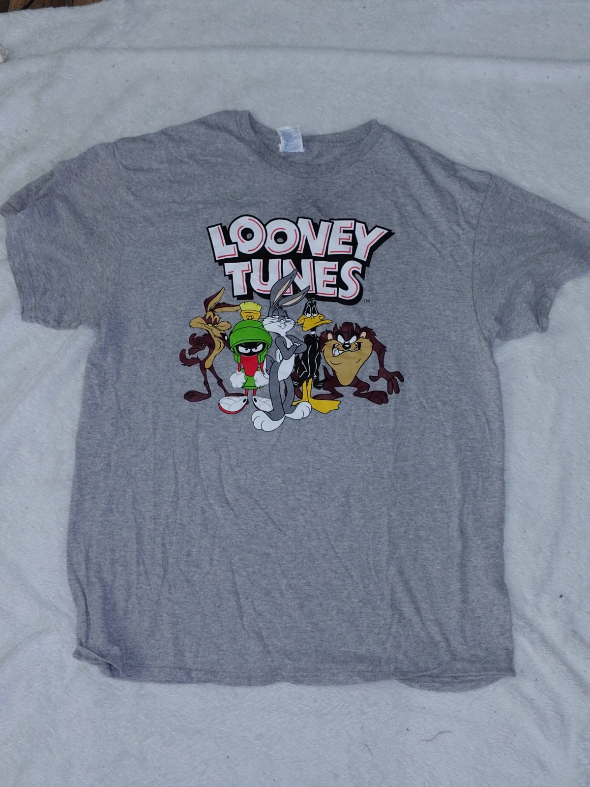 Delta Pro Weight Looney Tunes Graphic Print Gray Crew Neck T-Shirt Men’s L