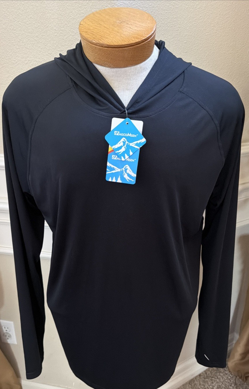 MagcoMsen UPF50+ Mens Sun Block Hoodie Long Sleeve Skin Protection Fishing Tops