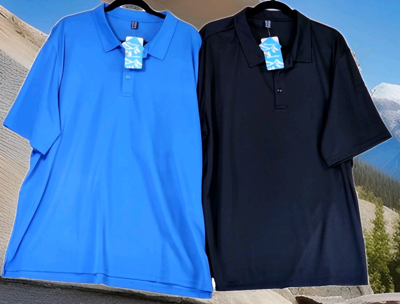MagcoMsen Men’s 2XL Polo Shirts Lot Of 2 Golf Sport Quick Dry 1 Blue and 1 Black