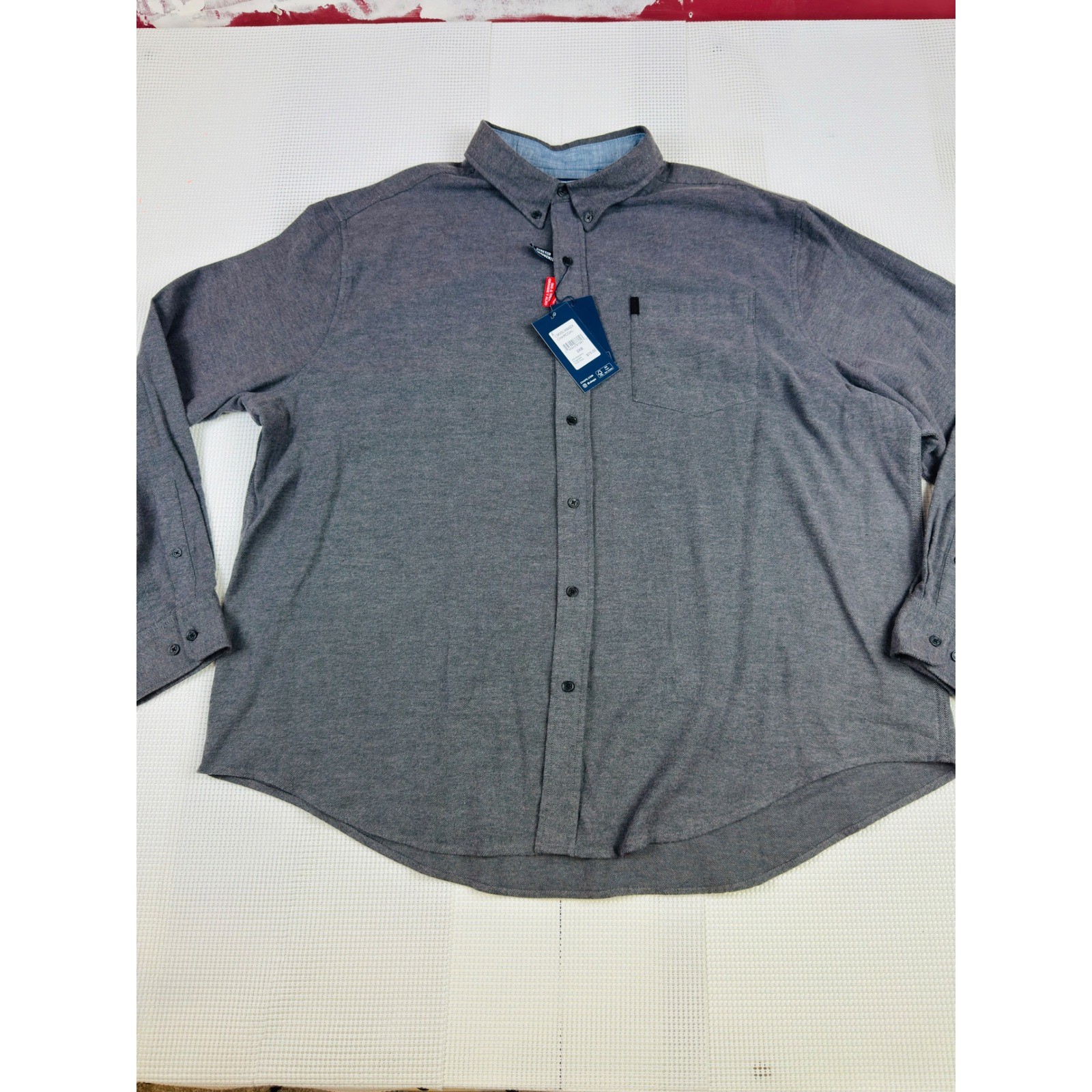 Chaps Mens 2XB Charcoal Grey Stretch Button Down Shirt Big & Tall NEW